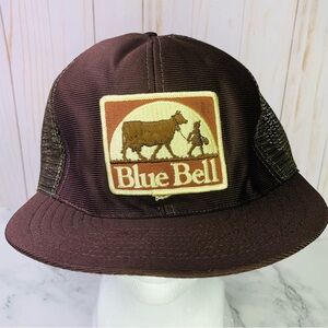 Blue Bell Ice Cream Apparel USA Made Trucker Snapback Hat Cap Brown